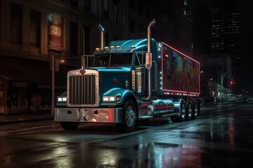 Fototapeta Tir Ciężarówka  kolorowa grafika  Generative AI obraz