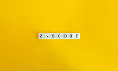 Z-score Word on Letter Tiles on Yellow Background. Minimal Aesthetics.