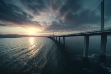 Fototapeta na wymiar Bridges crossing the sea. Generative AI