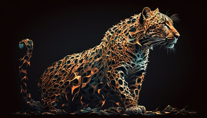 Leopard animal abstract wallpaper. Contrast background panthera in vivid colors generative ai - obrazy, fototapety, plakaty