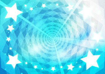 Light blue gradient background with radial diamond pattern and stars.
