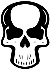 Human skull logo design in black and white, vector illustration of cranium 