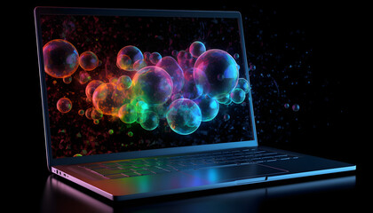 laptop on the screen with generative ai technology