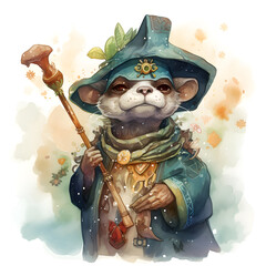 Great wise mystical wizard mouse, ai generative illustration