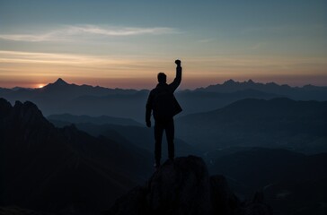 Fototapeta premium silhouette of a person with arm outstretched