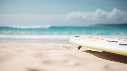 surfboard on the beach. generative AI	
 - obrazy, fototapety, plakaty