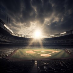 Baseball stadium with spotlight.