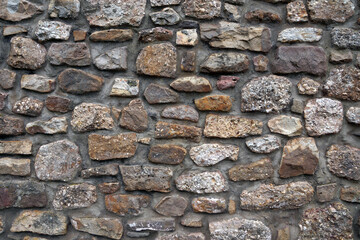 Grunge Stone Urban background, white ruined industrial brick wall with copy space