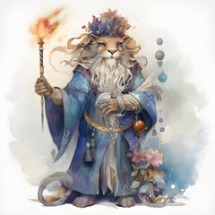 Old mystical wizard lion, ai generative illustration
