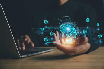 AI learning and business artificial intelligence, modern , transformation of ideas and the adoption of technology in business in the digital age, enhancing global business capabilities , Ai.