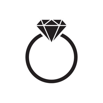 Diamond ring icon vector in flat style