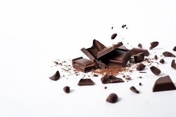 Generative ai. Bar of dark chocolate broken into pieces