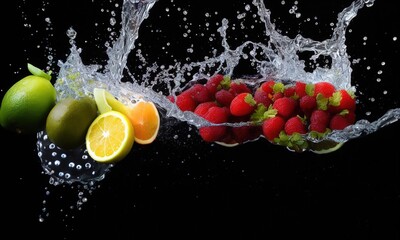 Fototapeta na wymiar fruit in splash