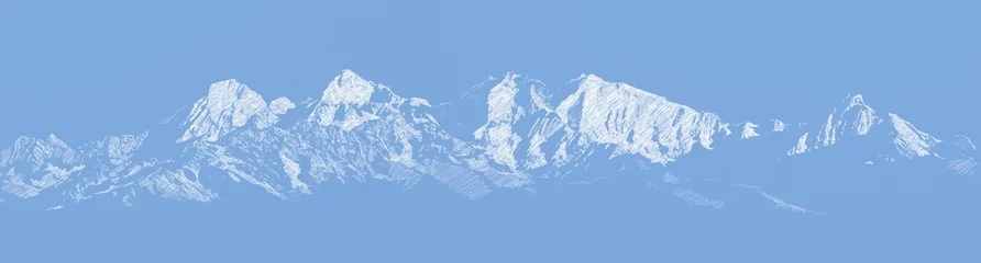 Wall murals Himalayas mountain Himalayas drawing white chalk on blue