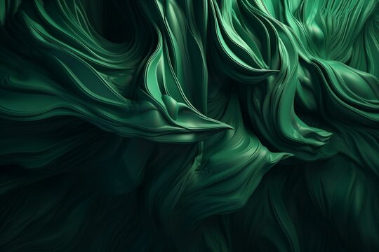 Abstract green pattern with flowing shapes. Digital artwork. Generative AI