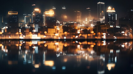 Fototapeta na wymiar Defocused lights in city. The bokeh light from building and night city. Cityscape. Generative AI.