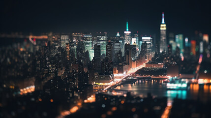 Fototapeta premium Defocused lights in city. The bokeh light from building and night city. Cityscape. Generative AI.