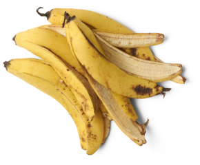 pile of banana peels, food waste used as natural fertilizer, kitchen waste management concept, cheap and eco friendly organic compost, taken straight from above with isolated