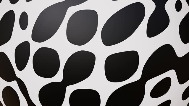 Abstract white background with black round curvy shapes pattern animation
