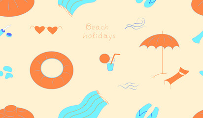 Seamless pattern on the theme of summer beach holidays
