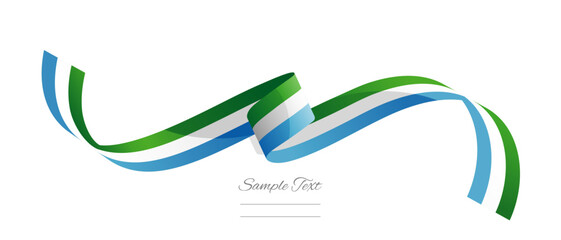 Sierra Leonean flag ribbon vector illustration. Sierra Leone flag ribbon on abstract isolated on white color background