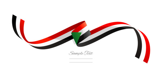 Sudanese flag ribbon vector illustration. Sudan flag ribbon on abstract isolated on white color background