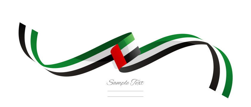United Arab Emirates flag ribbon vector illustration. UAE flag ribbon on abstract isolated on white color background