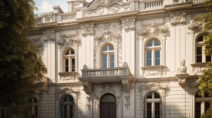 Obraz premium Barouque exterior house design in daytime golden hour generative ai