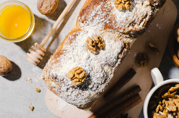 Fresh Loaf with Walnut Cinnamon Filling, Traditional Bakery