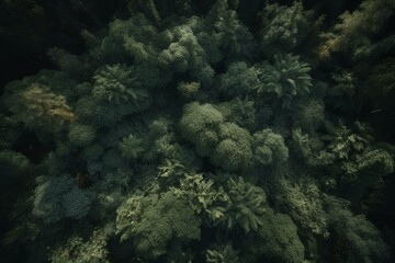 Fototapeta na wymiar Bird's-eye-view of dense foliage. Generative AI