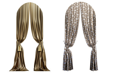 Several classic curtain styles on transparent background 