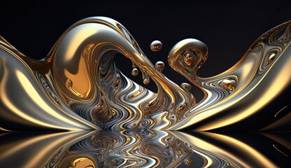 A mesmerizing photo of abstract liquid metal and gold in motion, generative Ai