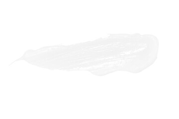 A smear of white cosmetic cream without shadows on a white background. Isolated.