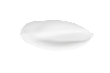 A smear of white cosmetic cream without shadows on a white background. Isolated.