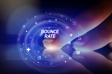 Finger touching tablet with social media icons concept