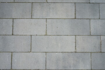 Grey paving bricks. Walking path made with grey bricks.