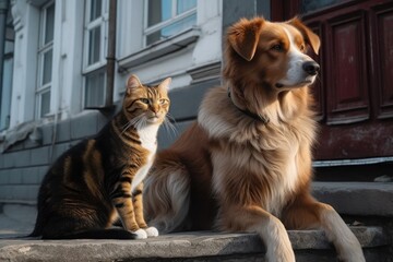 in a fictional world, cats and dogs are the main characters of the series, solving mysterious cases and fighting crime, created with generative ai