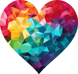 Naklejka na ściany i meble Colorful polygonal heart on white background. Vector illustration.