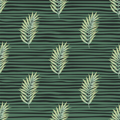 Abstract exotic plant seamless pattern. Tropical palm leaves pattern. Fern leaf wallpaper. Botanical texture. Floral background.