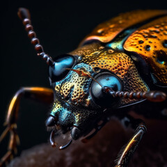 Super macro portrait of a bug. Incredible detail of a bug. AI generated content
