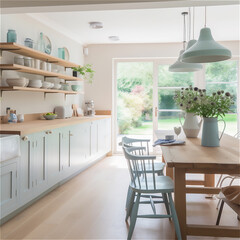 Modern kitchen interior at day time. AI generated content