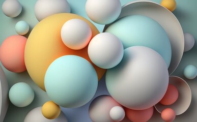 Geometric shapes Pastel spheres abstract background