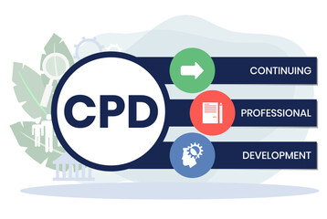 CPD - Continuing Professional Development acronym. business concept background. vector illustration concept with keywords and icons. lettering illustration with icons for web banner, flyer