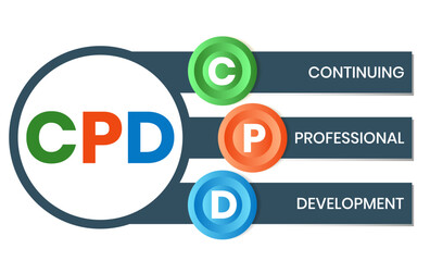CPD - Continuing Professional Development acronym. business concept background. vector illustration concept with keywords and icons. lettering illustration with icons for web banner, flyer