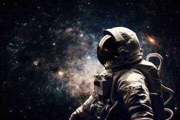 astronaut, surrounded by infinity of space, gazing at the distant stars, created with generative ai