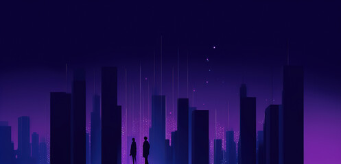 Fototapeta na wymiar Night city silhouette,created with Generative AI tecnology.
