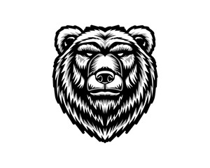 Bear Head Vector Ilistration black white