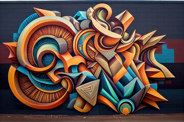 graffiti mural with intricate patterns, shapes, and colors, created with generative ai