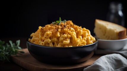 Cheddar Mac and Cheese - A creamy and comforting bowl of macaroni and cheddar cheese topped with bread crumbs