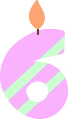 Pink and green festive number 6 with a candle